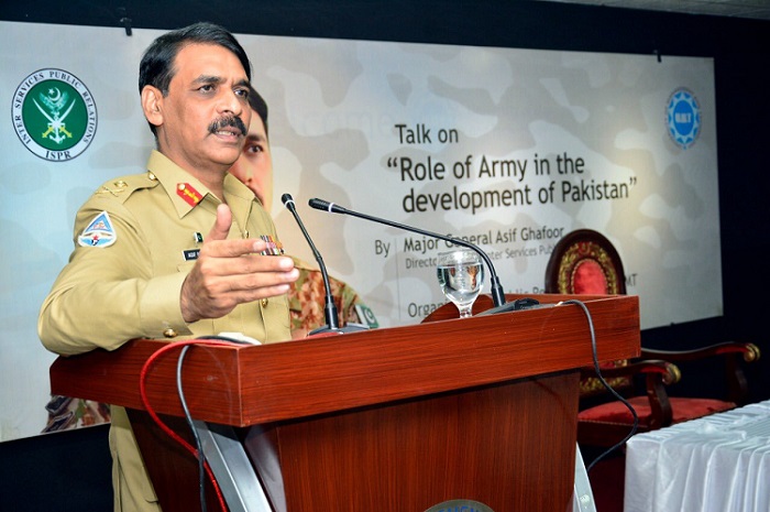 Maj Gen Asif Ghafoor, Director General Inter Services Public Relations. DG ISPR, Asif Ghafoor, is the Spokesperson of Pakistan Armed Forces.