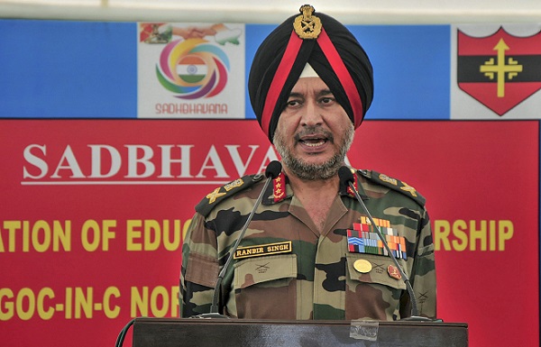 Lt Gen Ranbir Singh, General Officer Commanding in Chief (GOC-in-C) Northern Command, addresses media after presenting scholarships to students of Jammu & Kashmir under project Sadbhavana, at Udhampur district of Jammu and Kashmir on May 20, 2019. (Photo: PTI)