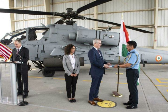 Boeing handovers first Apache Helicopter to Indian Air Force