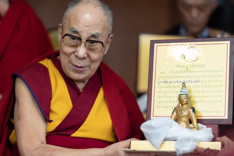 Tenzin Gyatso, the 14th Dalai Lama of Tibet.