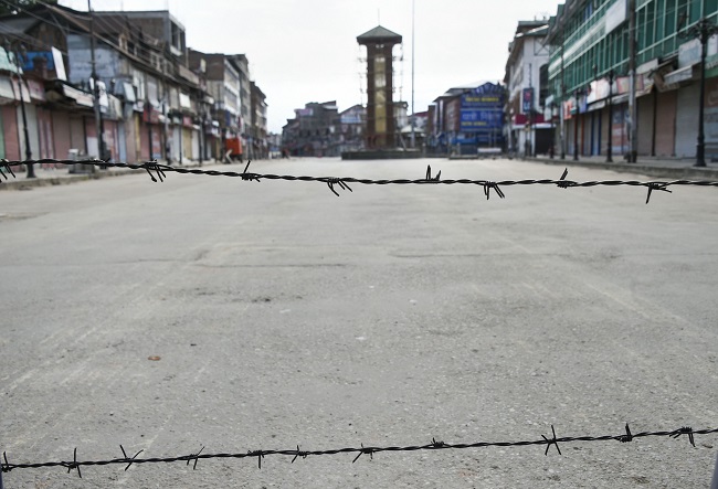 Lal Chowk in Srinagar wears a deserted look due to restrictions imposed after the revocation of Art 370 on August 5, 2019. The restrictions were imposed in several districts of Jammu and Kashmir as a precautionary measure after the state lost its special status and has been bifurcated into two separate Union Territories. (Photo-PTI) (Representational picture)