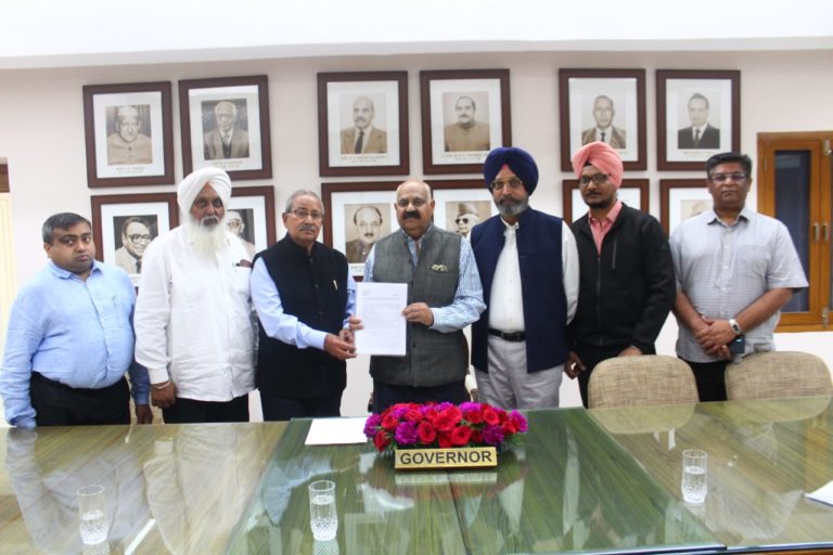 Punjab's eminent citizens with a petition to Governor VP Singh Bandore for implementation of CAA.