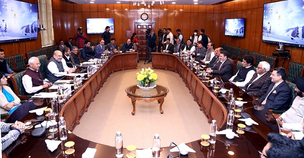 Home Minister Amit Shah met a delegation of Jammu & Kashmir's Apni Party led by Altaf Bukhari, in New Delhi on March 15, 2020. (Photo: PIB)