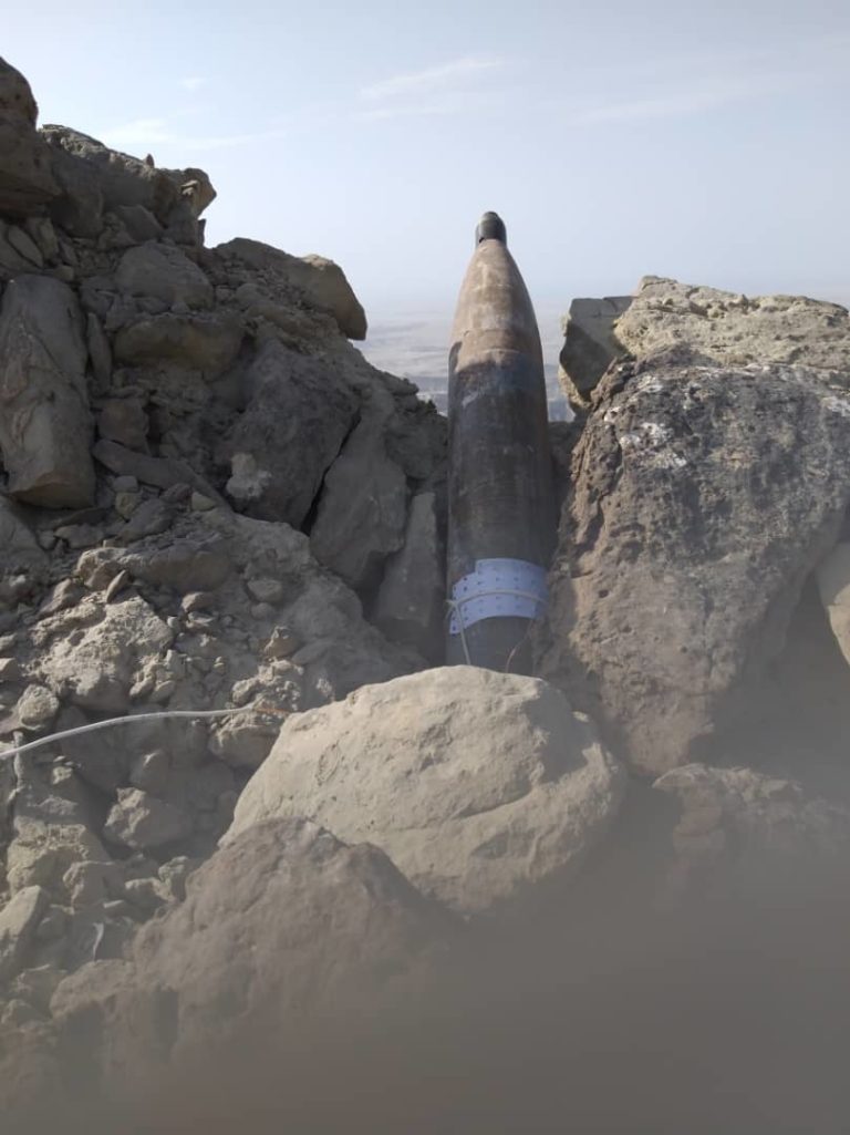 The 107 mm rocket shell that was fired by Balochistan Liberation Front (BLF) on under-construction Gwadar International Airport.