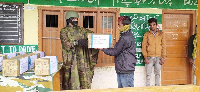 Indian Army distributes free rations and supplies to daily wage earners, migrant labourers and other deserving people across Jammu and Kashmir.