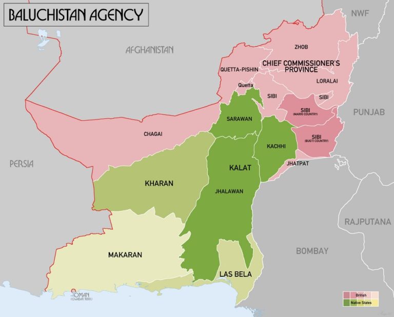 Map of Balochistan during earlier times.