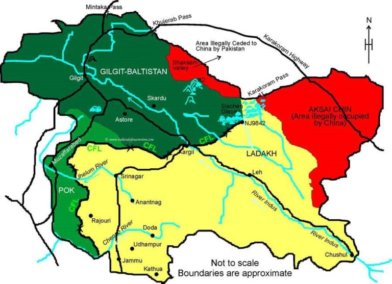 Map of Jammu & Kashmir and Ladakh.