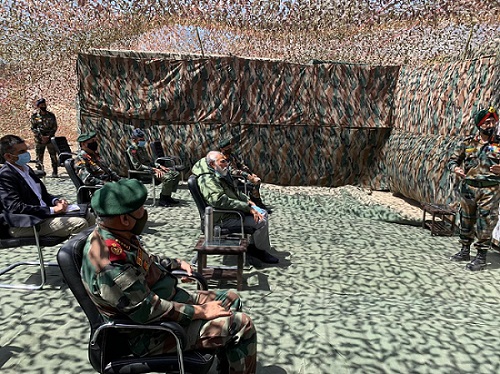 PM Narendra Modi at the Indian Army base at Nimu, Ladakh on July 3. Located at 11,000 feet, this is among the toughest terrains, surrounded by the Zanskar range. (Representative photo)