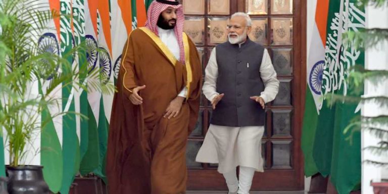 Prime Minister Narendra Modi with the Crown Prince of Saudi Arabia Prince Mohammed Bin Salman Bin Abdulaziz Al-Saud. (File photo: PTI}