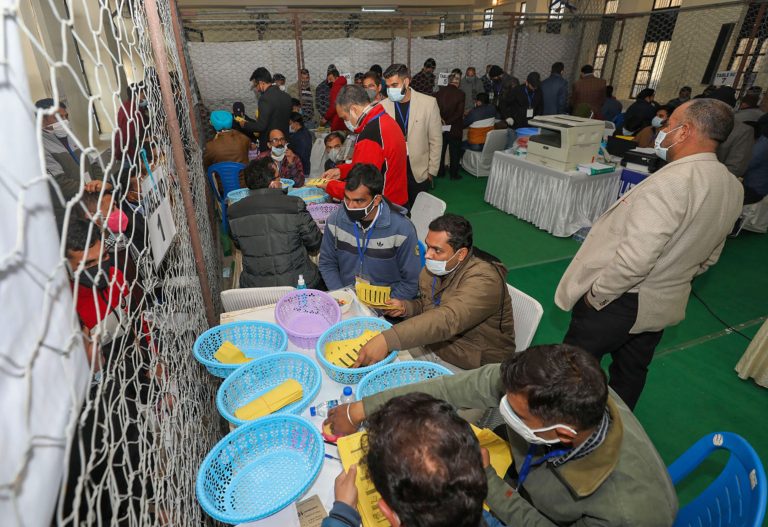 Counting of votes for the recently concluded District Development Council elections in progress at a centre in Jammu. (Representative Photo: PTI)