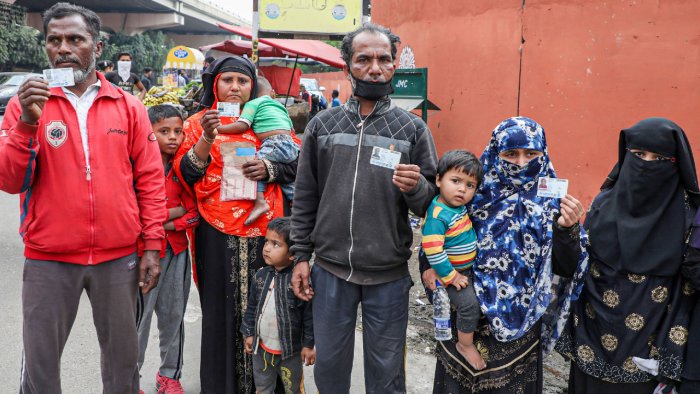 Rohingya Muslims at a special camp at MA Stadium in Jammu. (Photo: PTI)