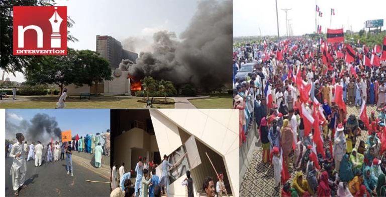 Protests against illegal land grabbing in Karachi. (Photo: News Intervention)