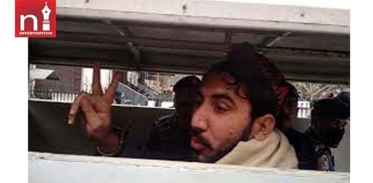 Manzoor Pashteen, chief of Pashtun Tahafuz Movement (PTM) under arrest by the Kohat Police on Friday. (Photo: News Intervention)