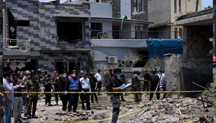 Blast outside Hafiz Saeed's house at Lahore on June 23, 2021 (Photo: AFP)