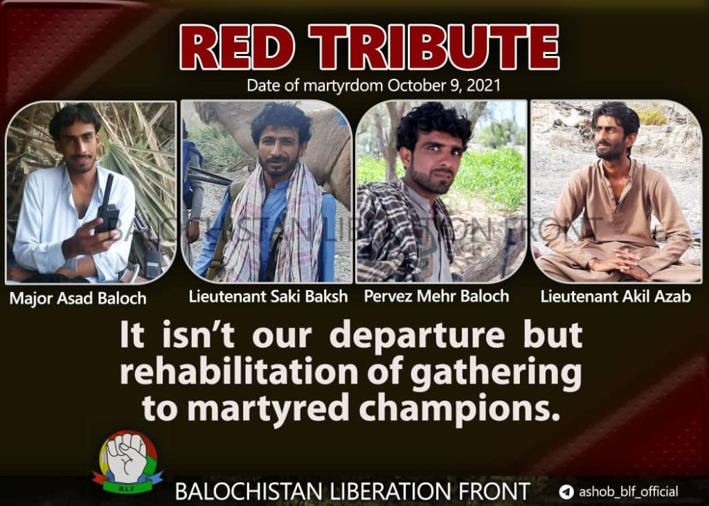 BLF salutes the Baloch martyrs who attained martyrdom while fighting occupying Pakistan Army. (Photo: News Intervention)