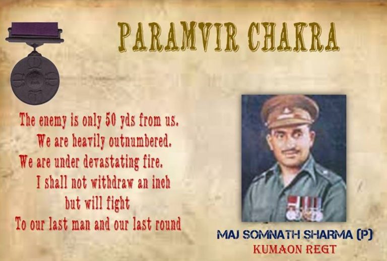 Major Somnath Sharma, Param Vir Chakra (Posthumous)