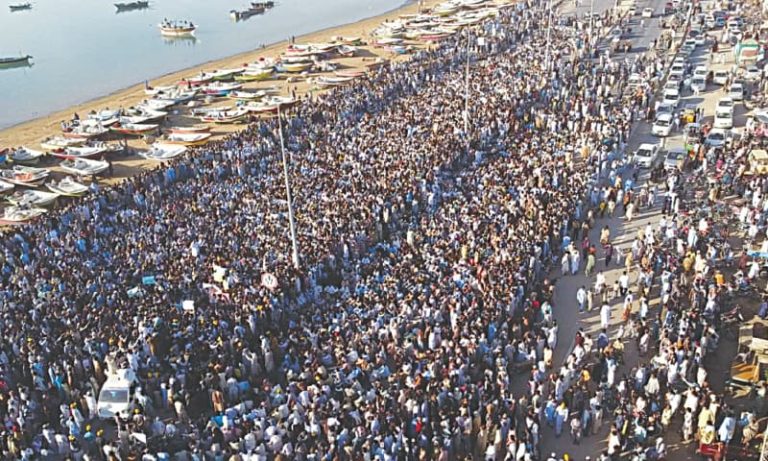 Sea of Baloch protesters in Gwadar, Pakistan-occupied Balochistan (POB).