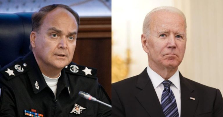 (Left) Anatoly Antonov, Russian Ambassador to the US; (Right) Joe Biden, President of the United States.