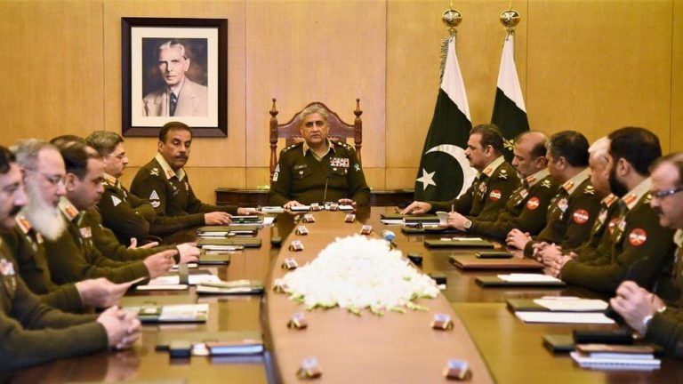 Gen. Qamar Javed Bajwa with top brass of Pakistan Army. (File Photo: ISPR)