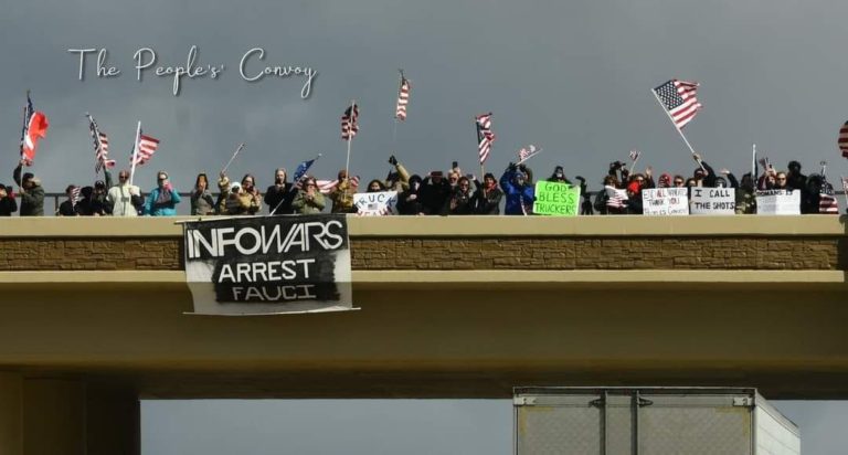 Americans cheering 'The People's Convoy' led by American Truckers. (Photo: The People's Convoy)