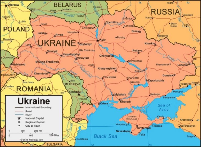 Map of Ukraine before the Crimean War.