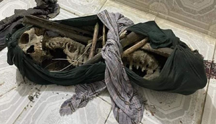 The unidentified human skeleton found in Ketch , Pakistan-occupied Balochistan (POB). (Photo: News Intervention)