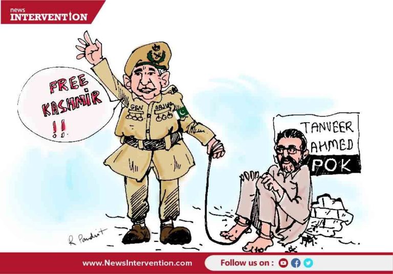 POK activist arrested and tortured by Pak agencies. ( News Intervention cartoon)