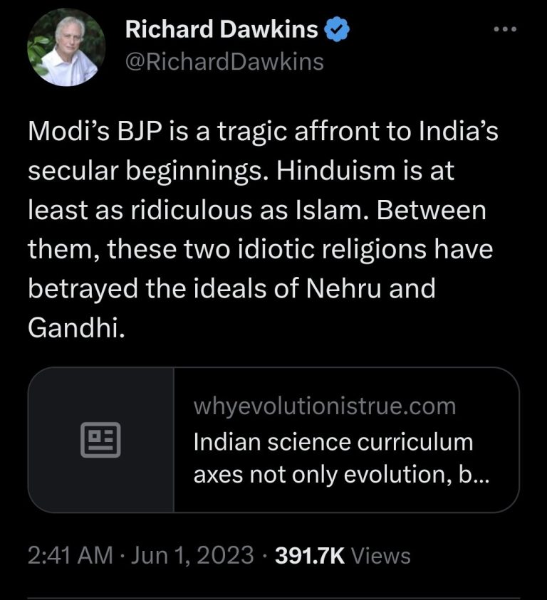 Richard dawkins ridicules pm modi