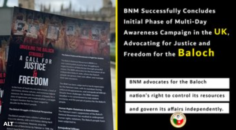 Baloch National Movement awareness campaign in London concludes