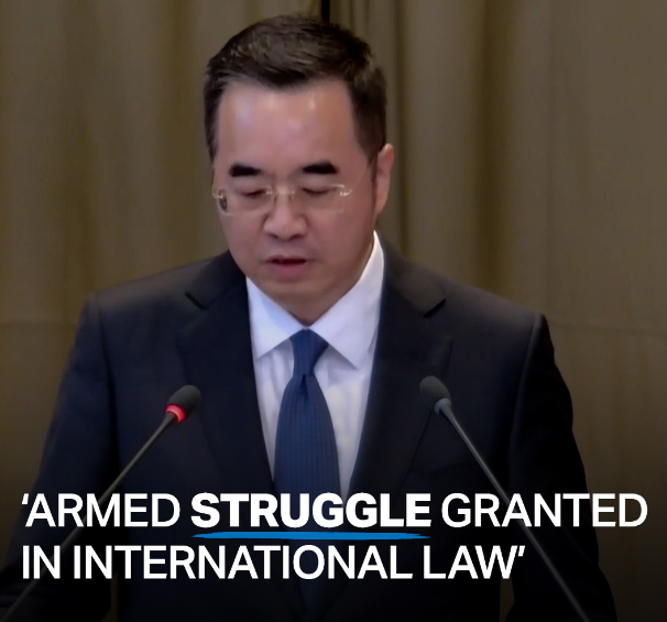 China underscored the grant of “armed struggle” for liberation under international law